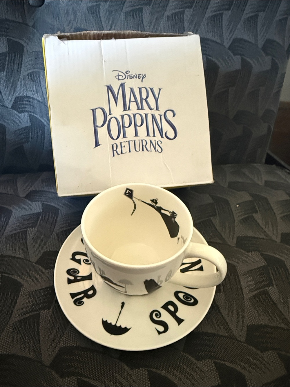 Disney Mary Poppins Returns White and Black Teacup & Saucer Set